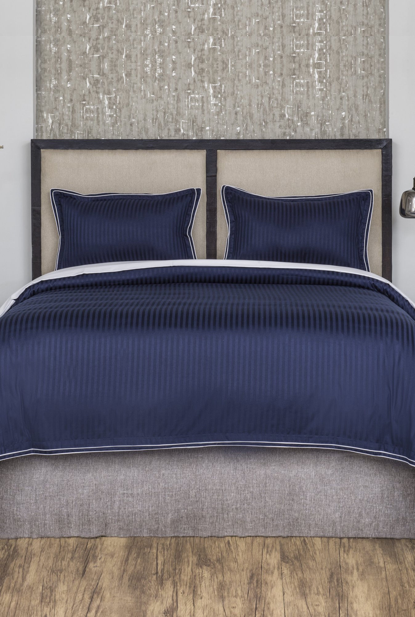 Annasimona Navy White Striped Cotton Double Duvet Cover Set Annasimona Navy White Striped Cotton Double Duvet Cover Set