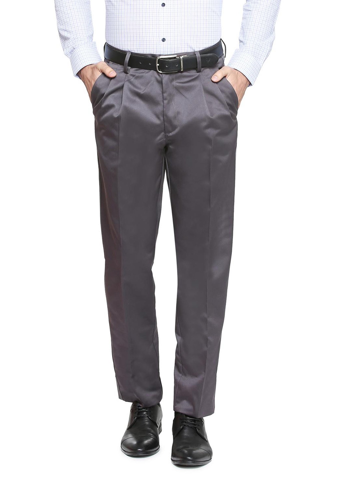 Buy Men Cream Solid Regular Fit Trousers Online - 201066 | Peter England