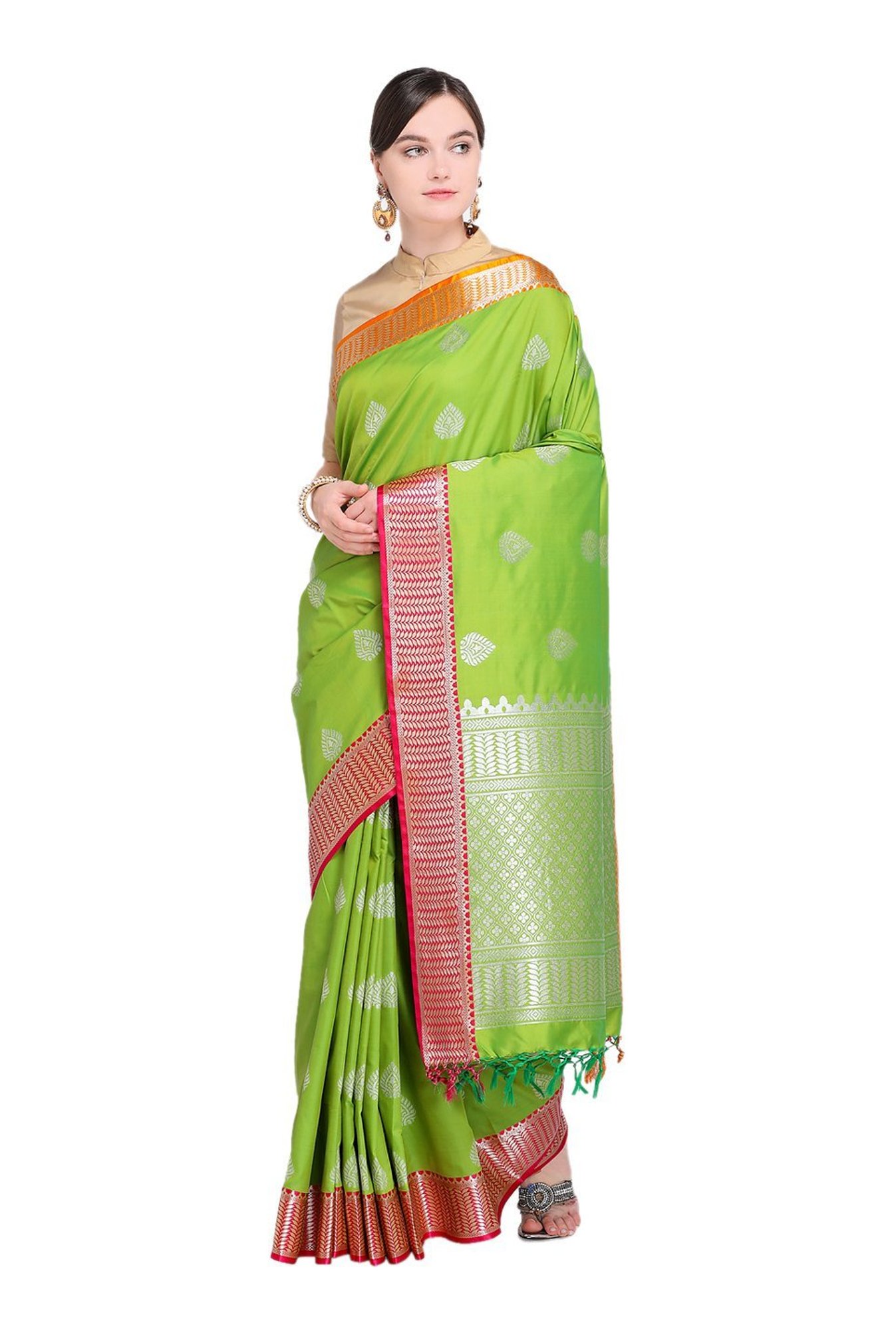 Buy Varkala Silk Sarees Self Design, Checkered Bollywood Silk Blend Orange  Sarees Online @ Best Price In India | Flipkart.com