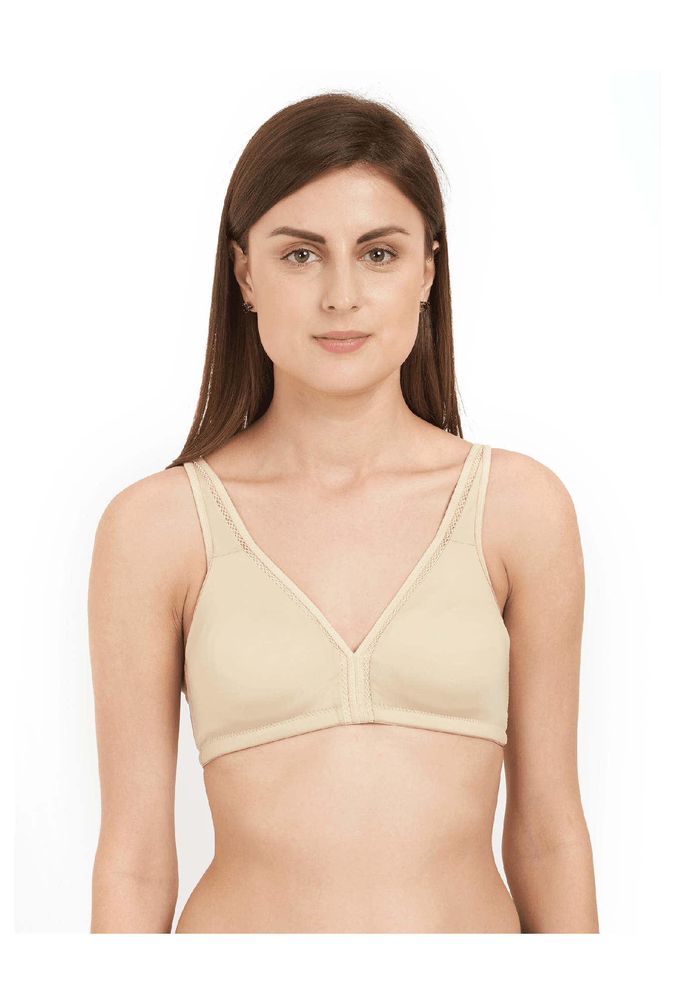 Buy SOIE- Full Coverage Padded Non Wired Nude Lace Bra-Nude-40C