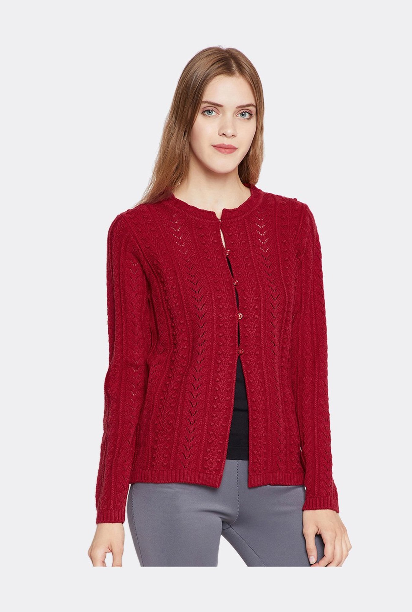 Buy MADAME Red Crochet Cardigan for Women Online @ Tata CLiQ