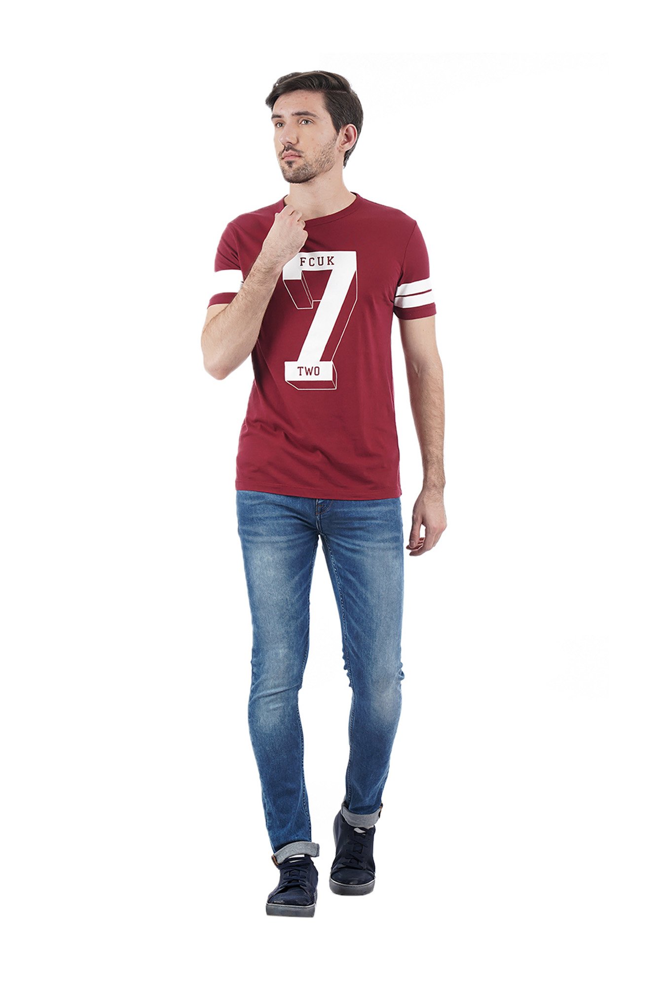 Dark Blue Mid Rise Cotton Jeans Online 