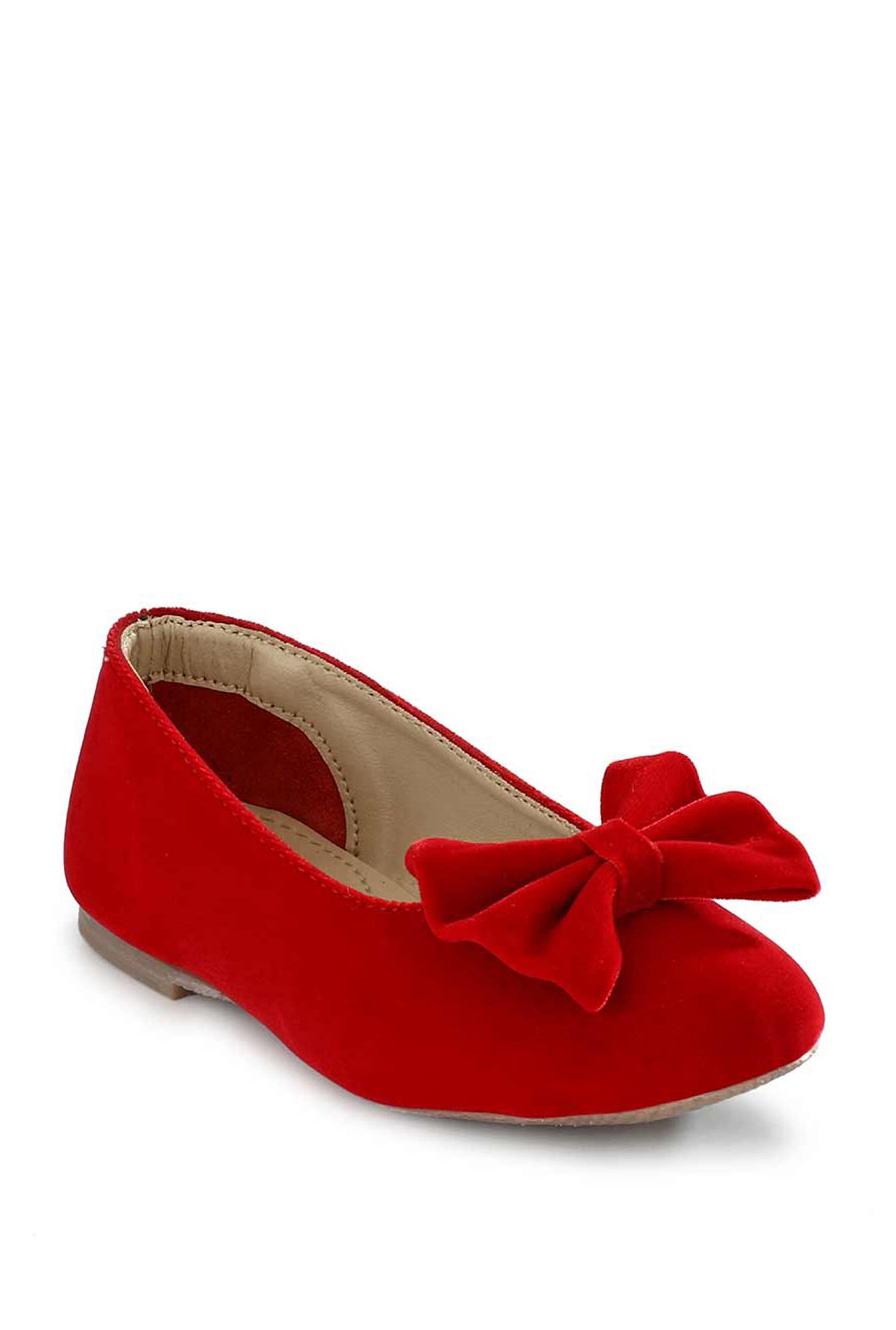 Deals Tod's Junior Girls' Red Suede Ballet Flats with Scallop Trim and Bow sz33/2