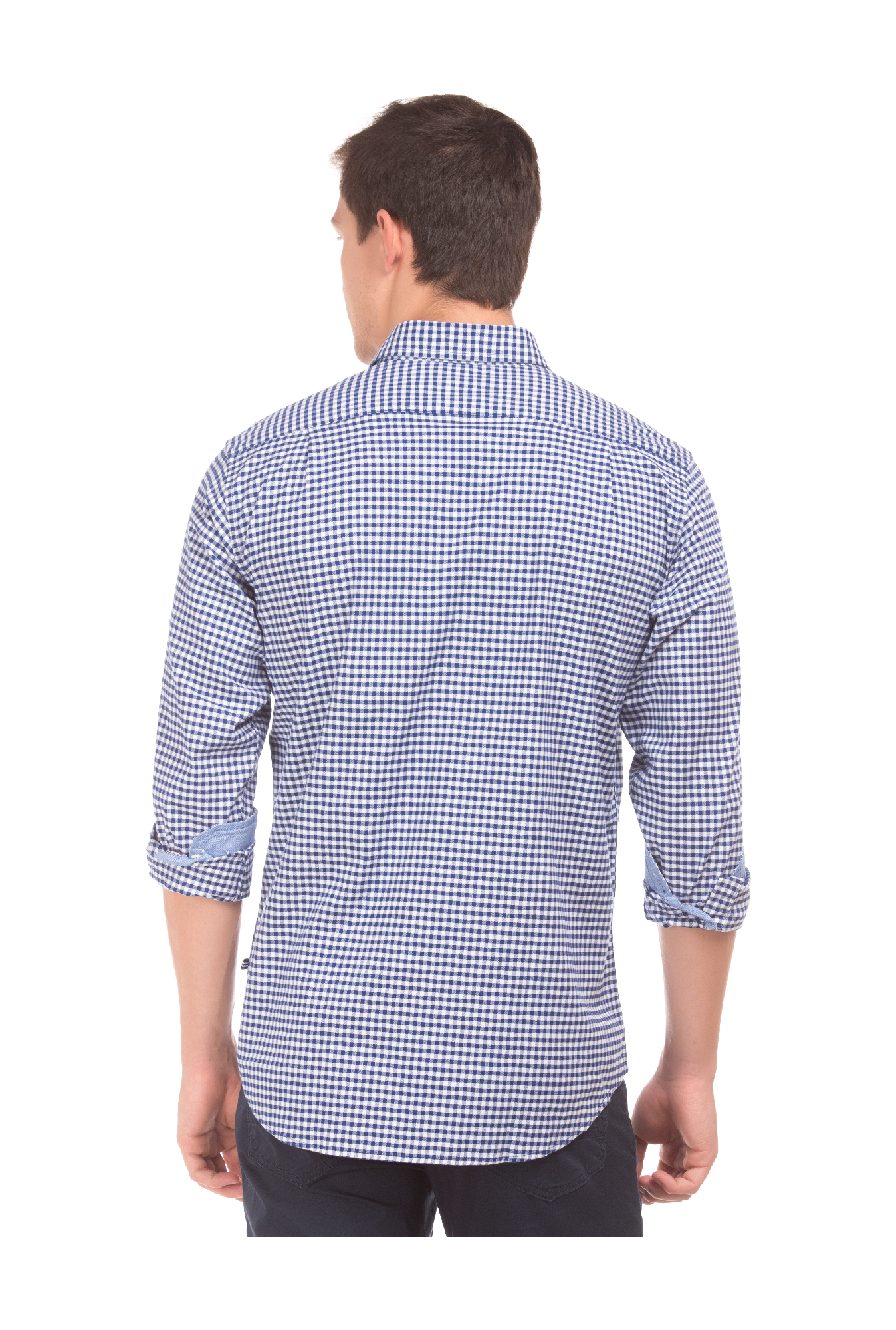 Nautica Blue White Regular Fit Checks Cotton Shirt