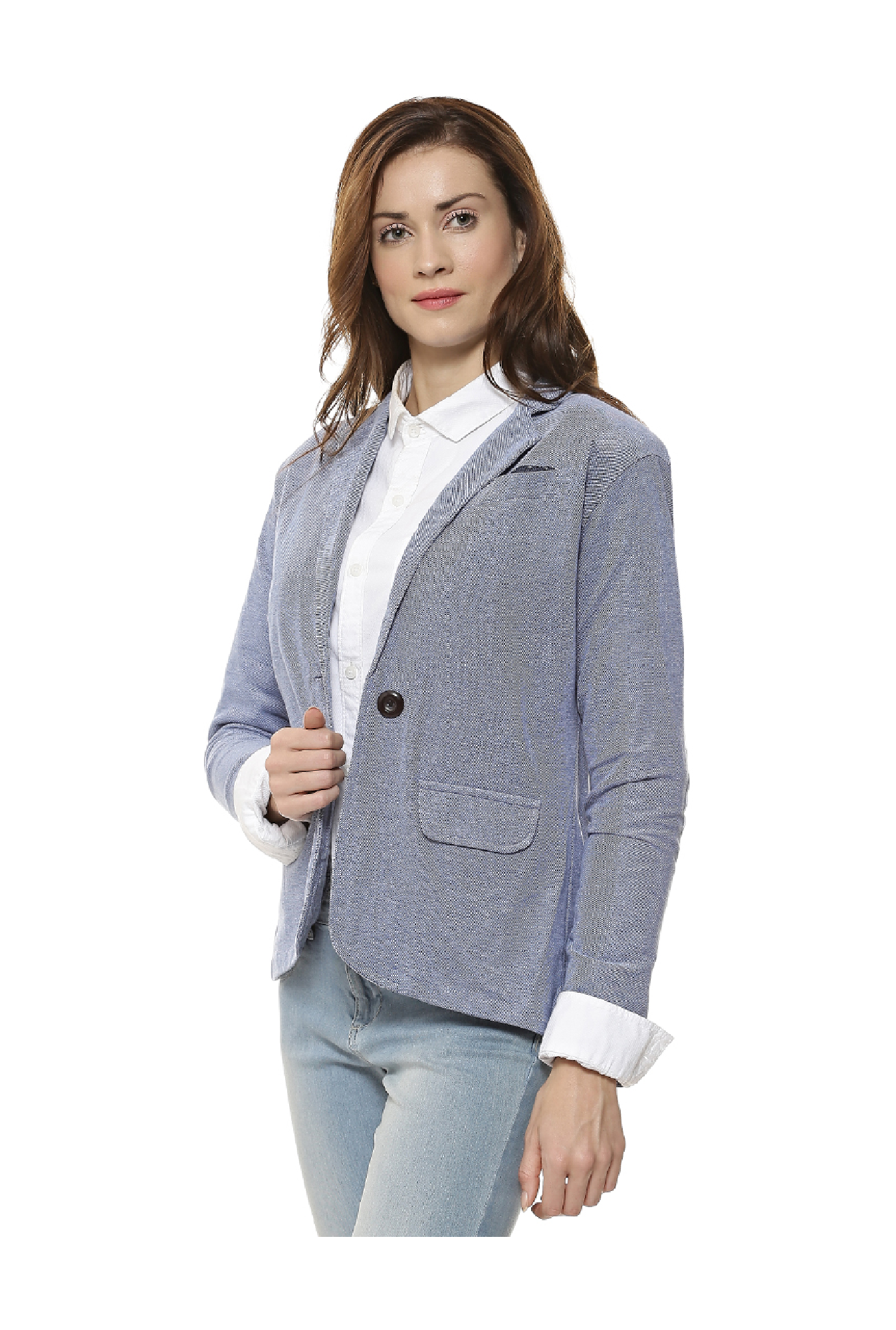 navy textured blazer womens