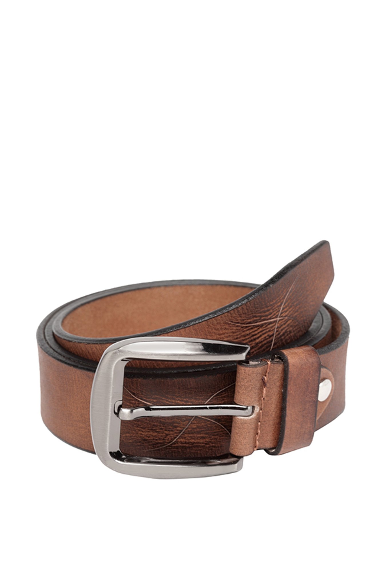 Buy Teakwood Leathers Tan Solid Leather Narrow Belt For Men At