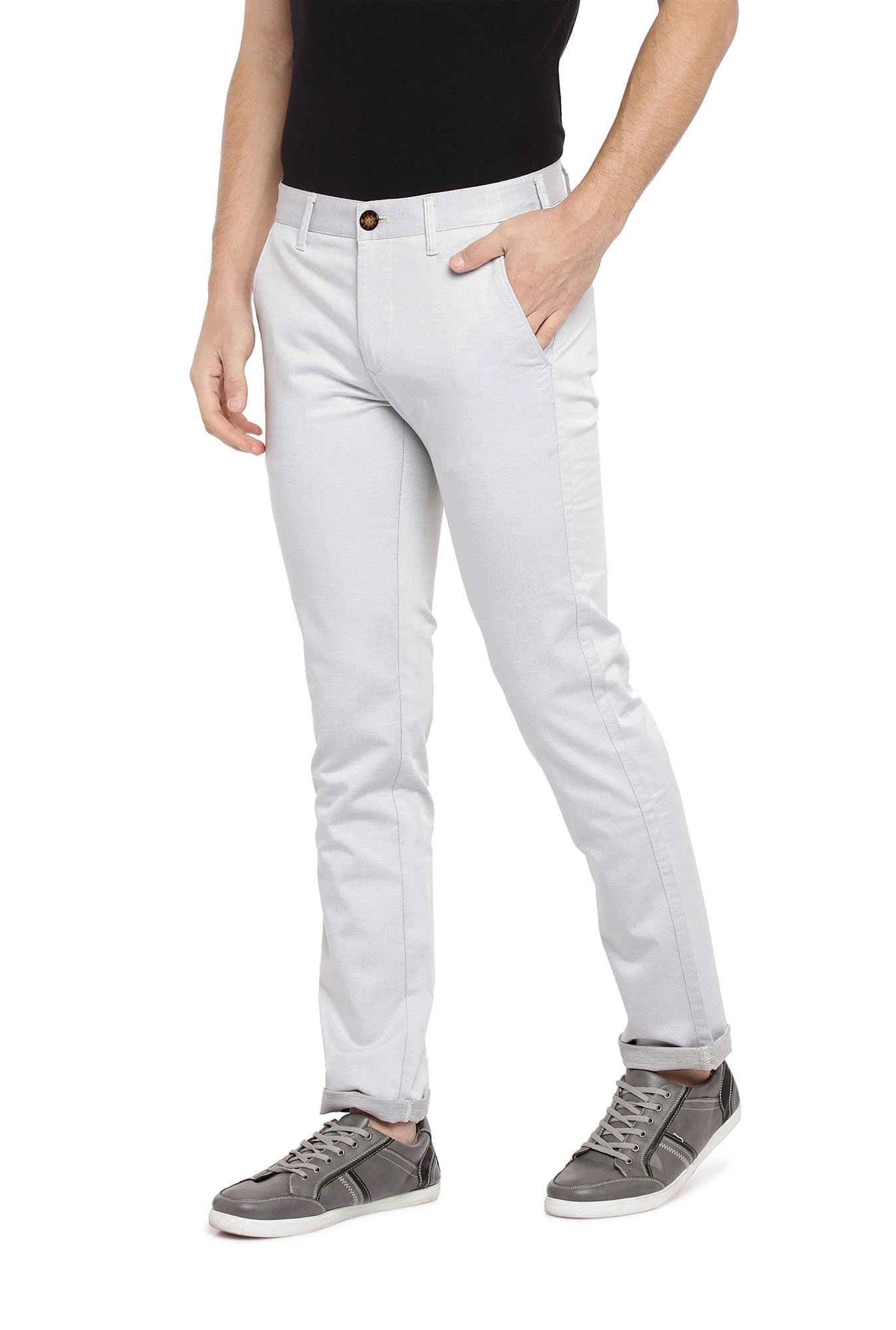 Buy IVOC White Regular Fit Cotton Flat Front Trousers for Mens Online   Tata CLiQ