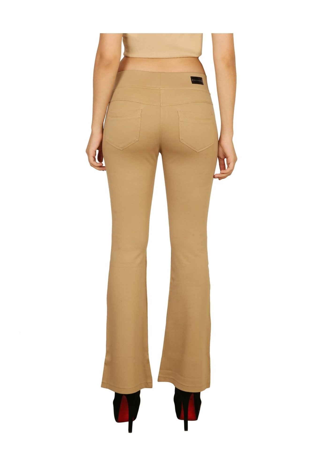 Buy Westwood Beige Mid Rise Trousers for Women Online @ Tata CLiQ