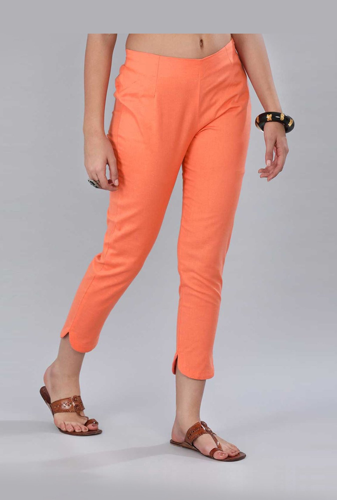 Buy Pranjal Women Orange Rayon Lycra Straight Casual Cigarette Pants XL  Online at Best Prices in India  JioMart