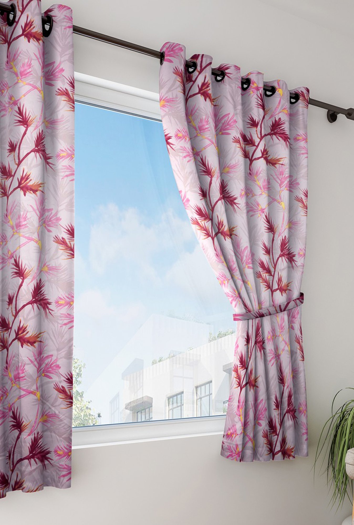 Allure Fuchsia Lined Faux Silk Ready Made Curtain Pink, 230cm  x 180cm