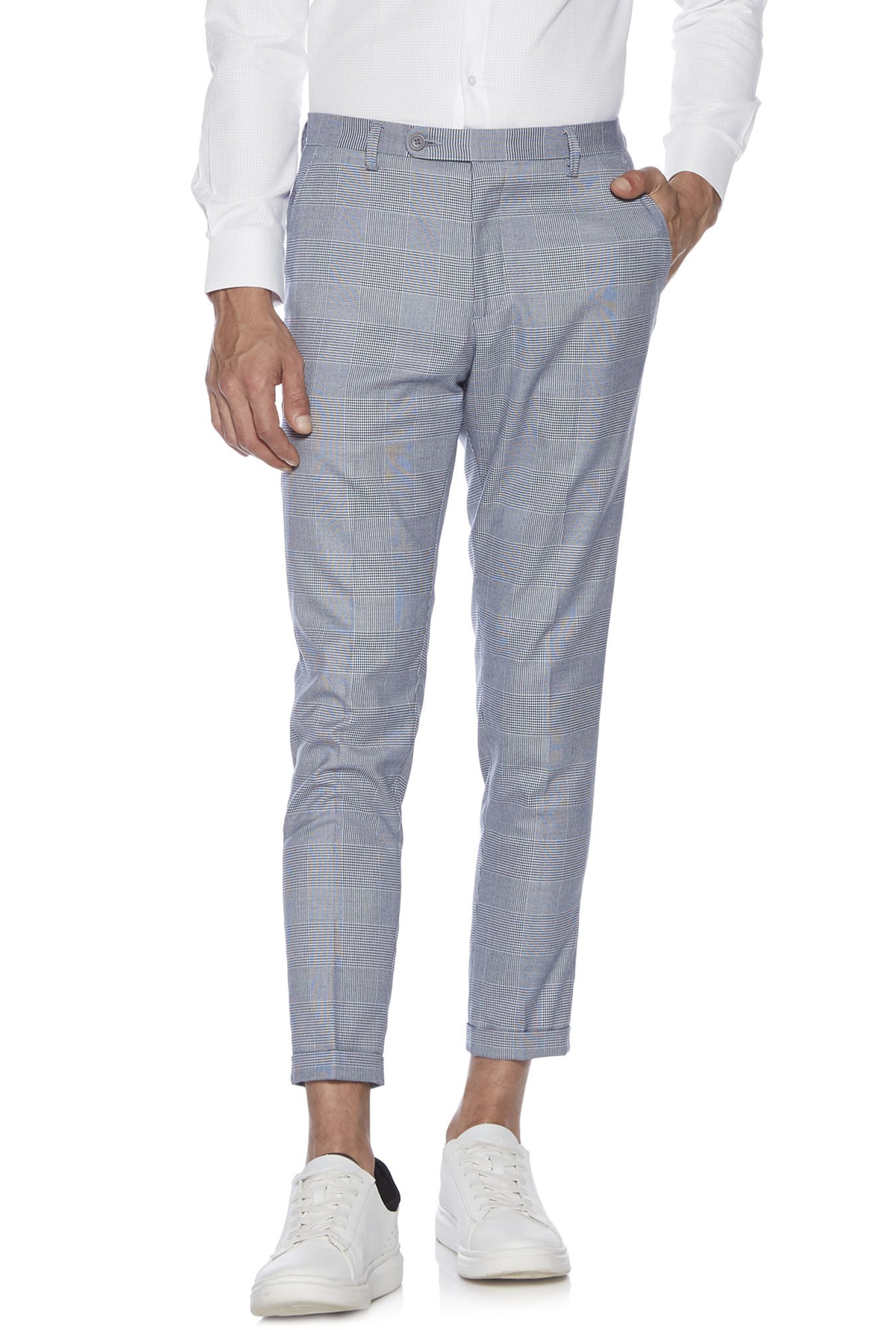Shop WES Formals Grey Melange Carrot-Fit Trousers Online – Westside