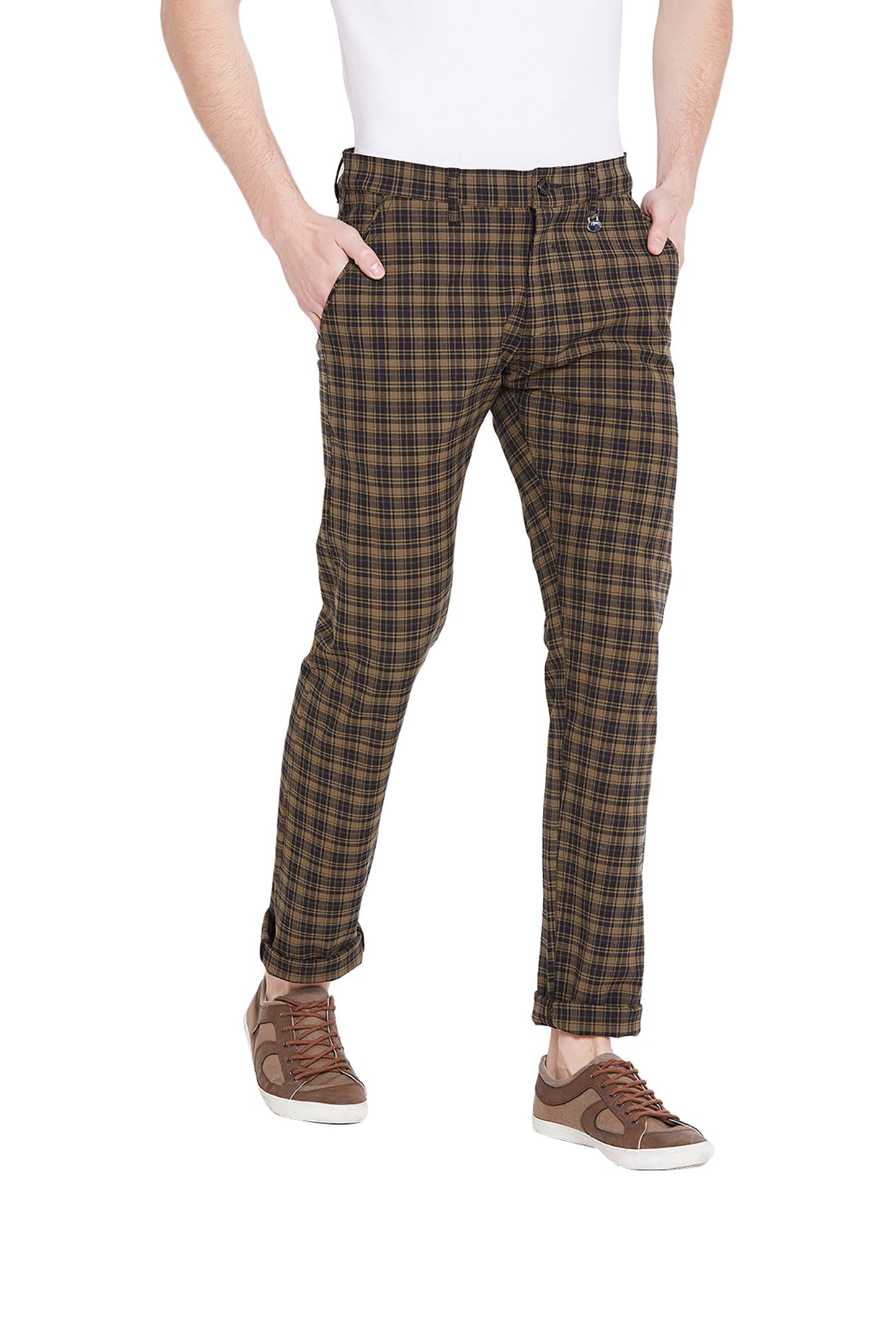 Buy INVICTUS Men Black Slim Fit Checked Formal Trousers  Trousers for Men  7149905  Myntra