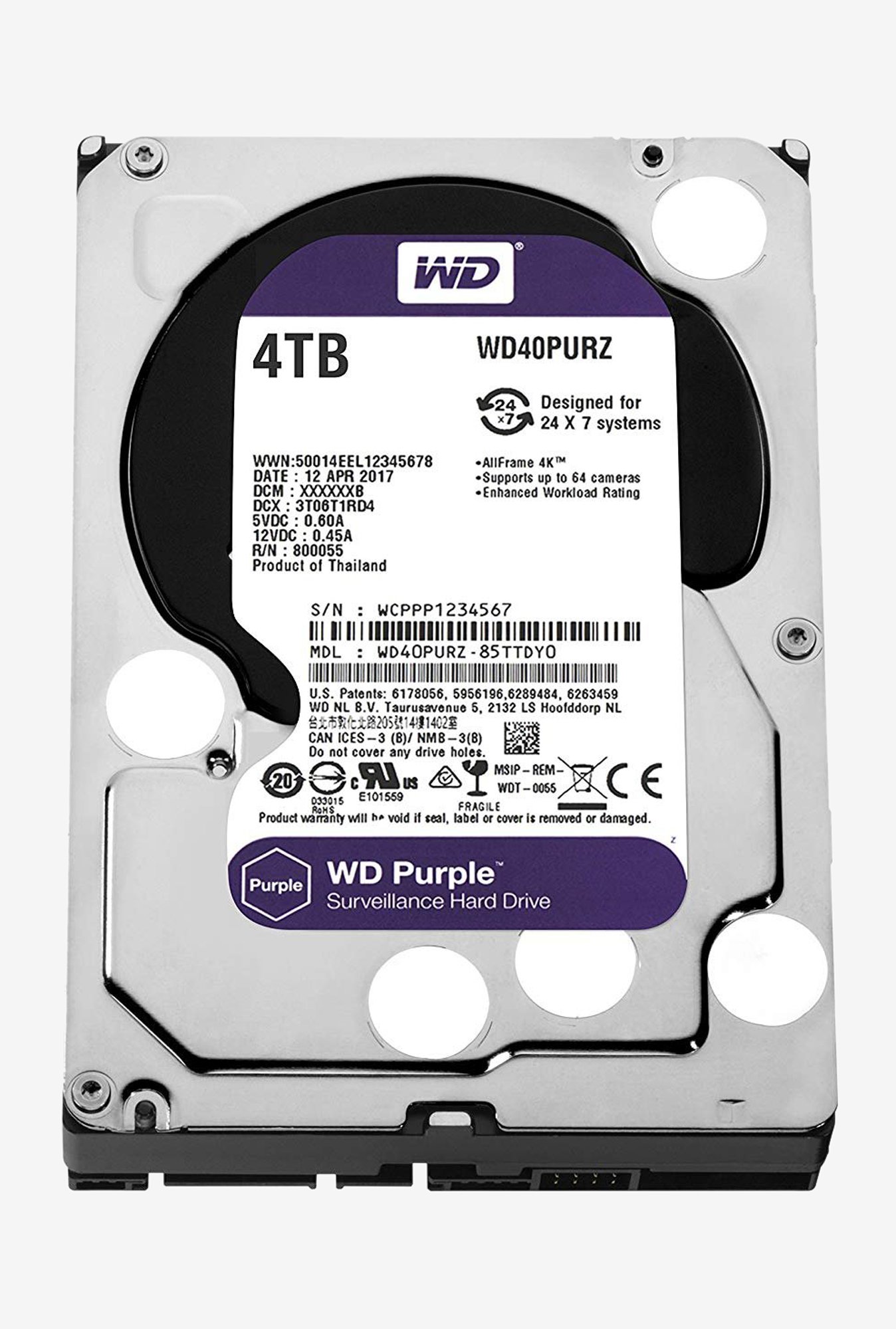 Buy WD WD40PURZ 4 TB Surveillance Hard Drive (Purple) Online At