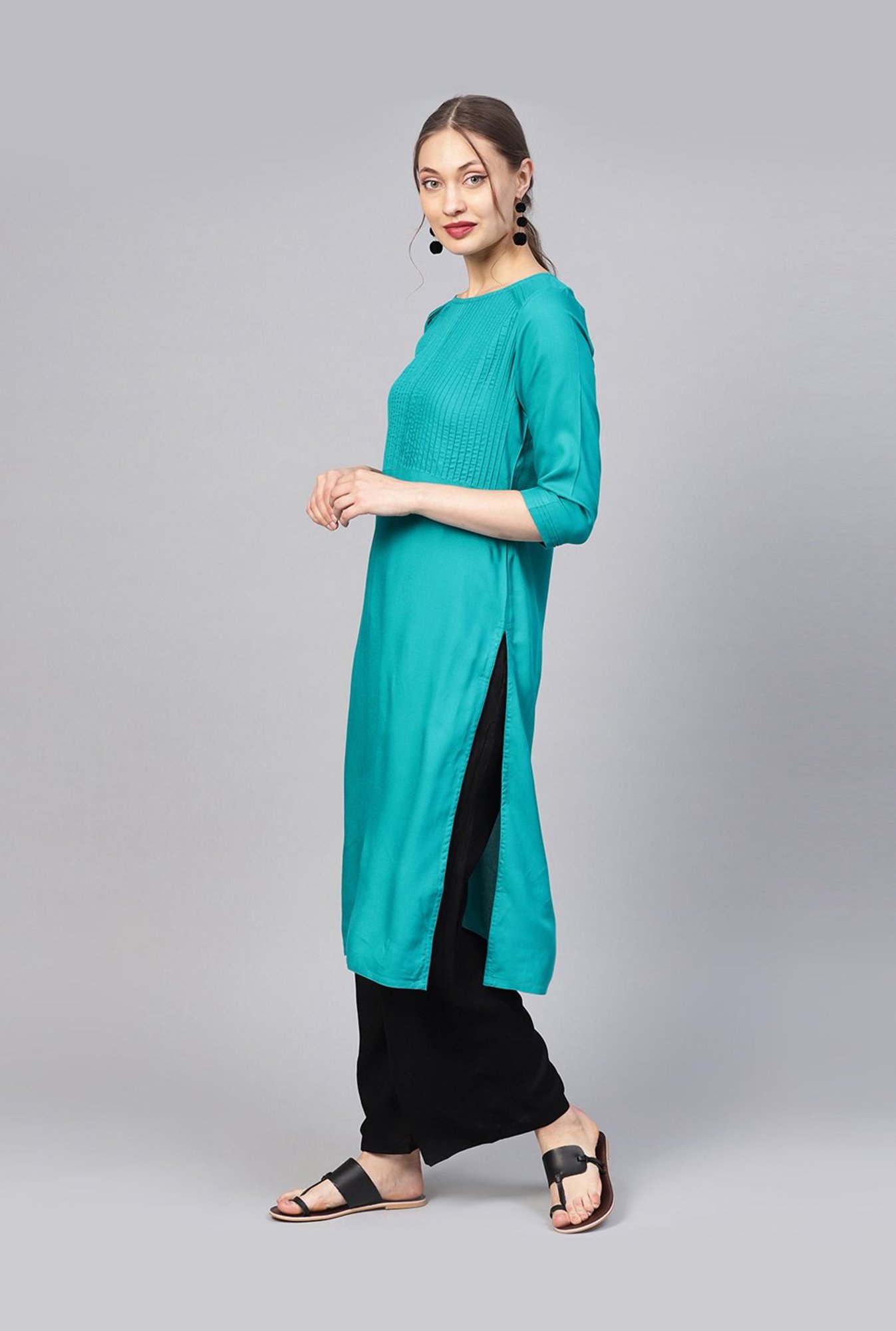 Buy Jaipur Kurti Turquoise \u0026 Black 