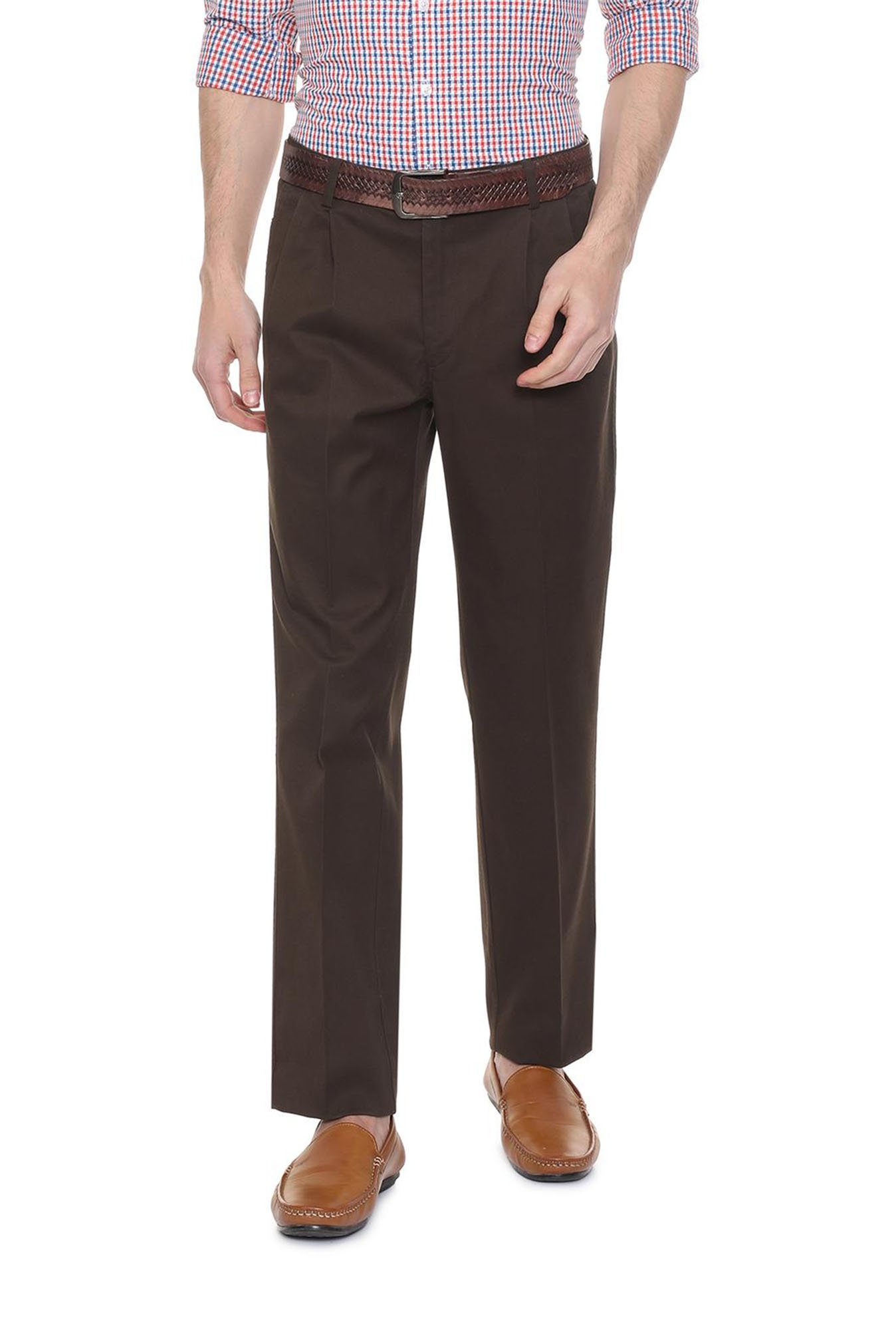 Buy Allen Solly Black Regular Fit Pleated Trousers for Men Online  Tata  CLiQ
