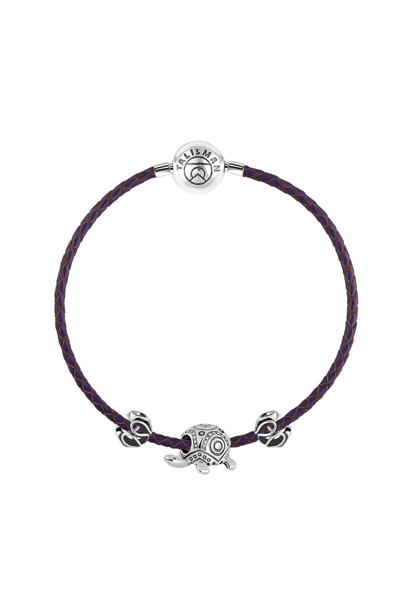 Round Leather Family bracelet - Purple Carrot