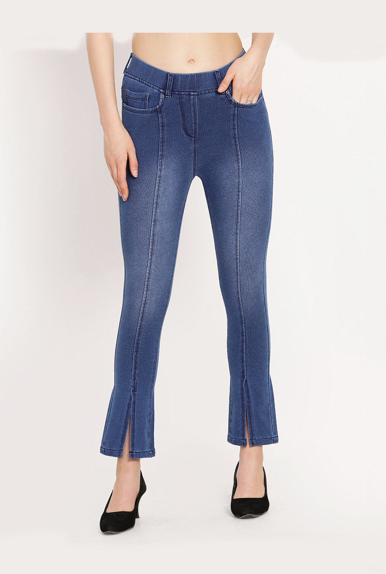 Buy Westwood Blue Bootcut Trousers for Women Online @ Tata CLiQ