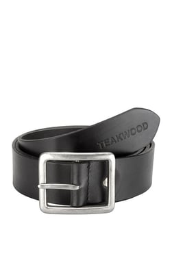Teakwood Leathers Black Solid Leather Narrow Belt - Mp000000002350337