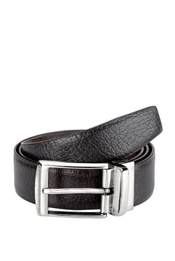Teakwood Leathers Black Solid Leather Narrow Belt - Mp000000002350140