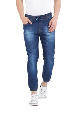 Deezeno Blue Lightly Washed Mid Rise Jogger Jeans