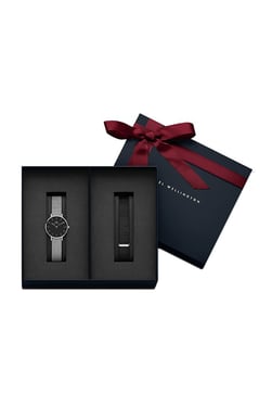 Daniel Wellington DW00500038 Classic Petite Sterling Women Analog Watch with Silver Cuff Combo