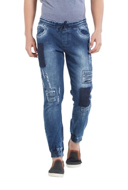 Deezeno Blue Lightly Washed Regular Fit Jogger Jeans