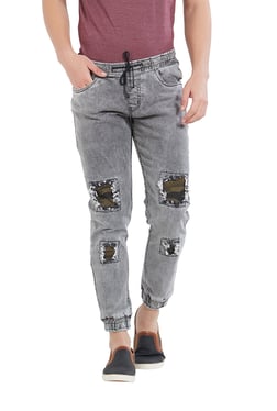 Deezeno Grey Lightly Washed Mid Rise Jogger Jeans