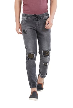 Deezeno Dark Grey Lightly Washed Mid Rise Jogger Jeans