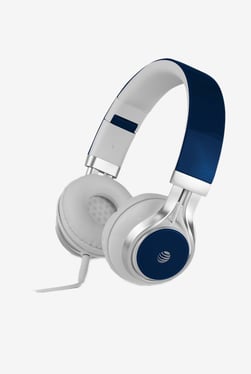 AT&T HPM10 Over-Ear Stereo Noise Cancelling Headphones with Built-In Microphone and Extra Bass- Blue
