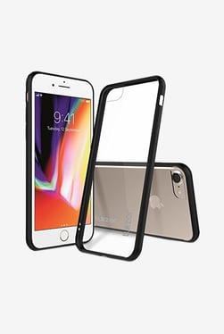 Tukzer Slim Bumper Case with Crystal Clear Transparent Hard Back Cover for iPhone 8 Plus (Black)