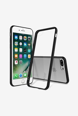 Tukzer Slim Bumper Case with Crystal Clear Transparent Hard Back Cover for iPhone 7 Plus (Black)