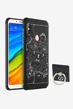 BRAIN FREEZER J Luxury Dragon Pattern Cover for Xiaomi Redmi Note 5 Pro With Ring Holder (Black)