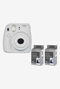 Fujifilm Instax Mini 9 with 2 Monochrome Film Instant Camera Smokey White Fujifilm Electronics TATA CLIQ