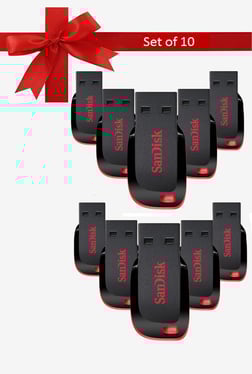 SanDisk Cruzer Blade 16 GB Pen Drive Black Pack of 10 SanDisk Electronics TATA CLIQ