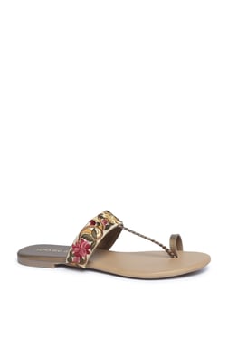 LUNA BLU by Westside Gold Floral Kolhapuri Sandals