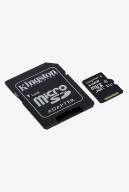 Kingston SDCS64GBIN 64GB Class 10 MicroSDXC Memory Card With Adapter (Black)