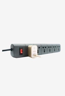 Belkin Essential Series F9E600zb 6 Socket Surge Protector Grey Belkin Electronics TATA CLIQ