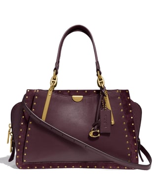 Coach border rivets deals mixed leather dreamer satchel