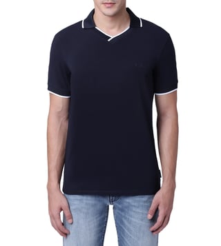 Buy Armani Exchange Navy Tipped Johnny Collar Polo T-Shirt for Men Online @  Tata CLiQ Luxury