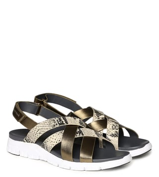 Buy Cole Haan Gold Zerogrand Cross Strap Sandals for Women Online