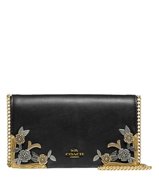 Buy Coach Brass Black Foldover Chain Medium Clutch for Women Online @ Tata  CLiQ Luxury