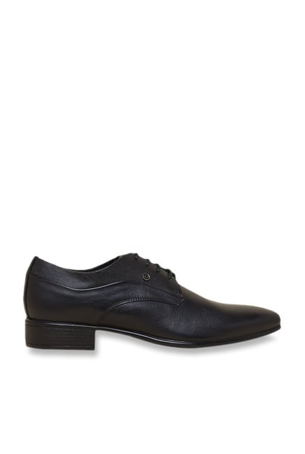 Franco Leone Men's Black Leather Formal Shoes