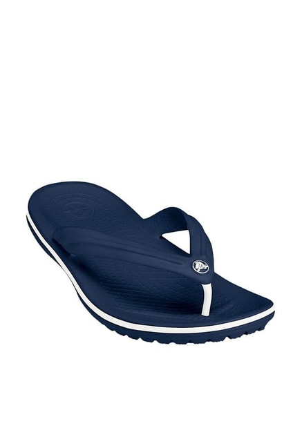 navy blue croc flip flops