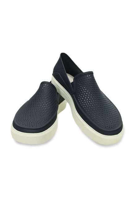 Buy Crocs CitiLane Roka Navy White Loafers Online at best price - Main Image