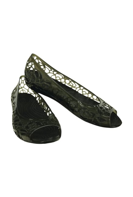 Crocs Women's Isabella Jelly Black Peeptoe Shoes