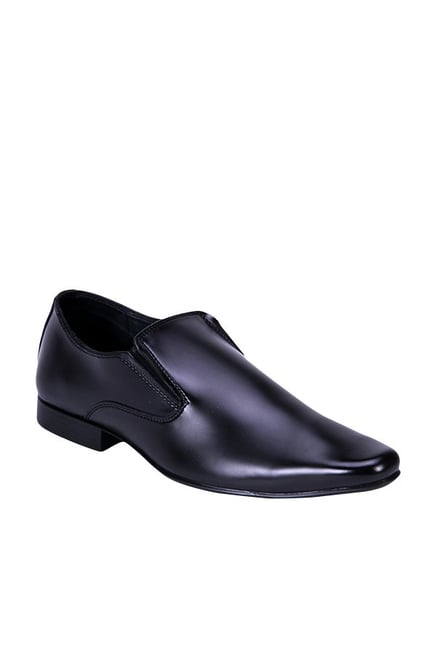 Franco Leone Men's Black Formal Slip-Ons Shoes