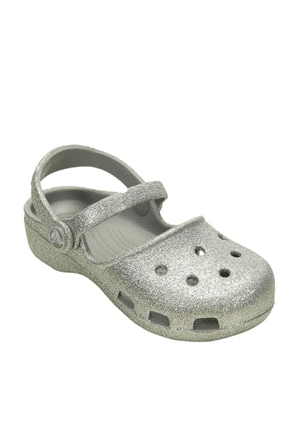 Buy Crocs Kids Karin Sparle Silver Clogs for Girls at Best Price