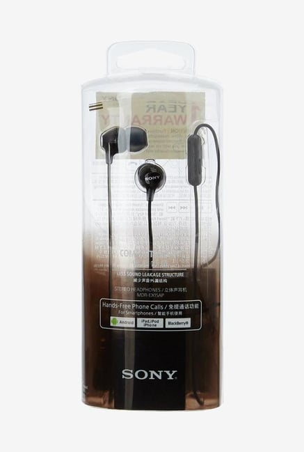 Sony Mdr Ex15Ap Ex Stereo Wired Earphones With Mic Black