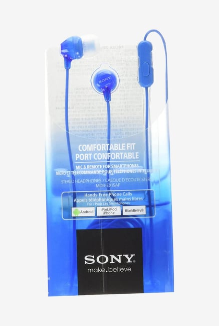 Sony Mdr-Ex15Ap Wired Earphones With Mic (Blue)