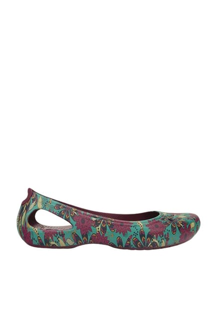 Crocs Kadee Floral Turquoise Pomegranate Flat Ballets